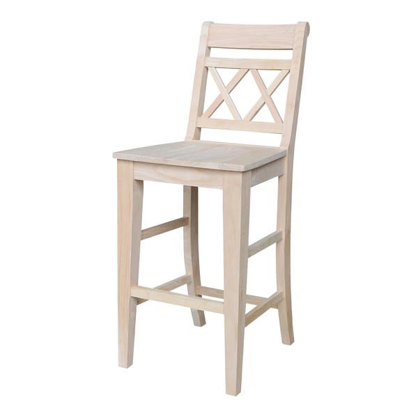 International Concepts Canyon BarHeight XX Stool, 30" Seat Height, Ready to Finish S-473